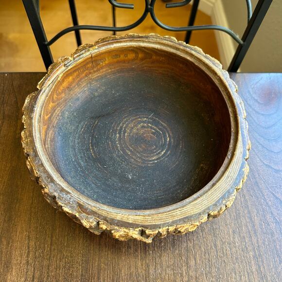Vintage MCM Modern Wood Tree Bark Bowl Live Edge - Picture 5 of 10
